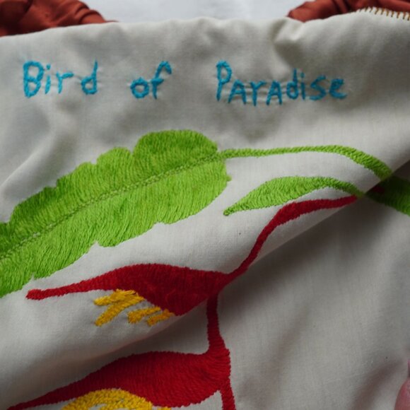 MayaBags Hand-Embroidered Bird of Paradise Bamboo Handle Tote Bag‎ - Picture 10 of 10